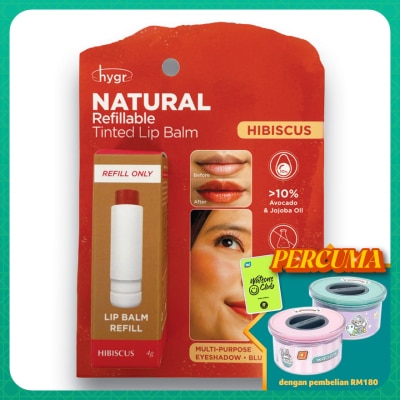 HYGR Natural Refillable Tinted Lip Balm Hibiscus Refill 4g