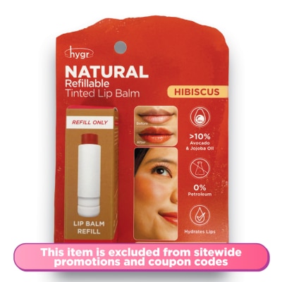HYGR - Natural Refillable Tinted Lip Balm Hibiscus Refill 4g