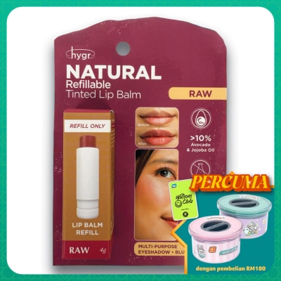 HYGR Natural Refillable Tinted Lip Balm Raw Refill 4g