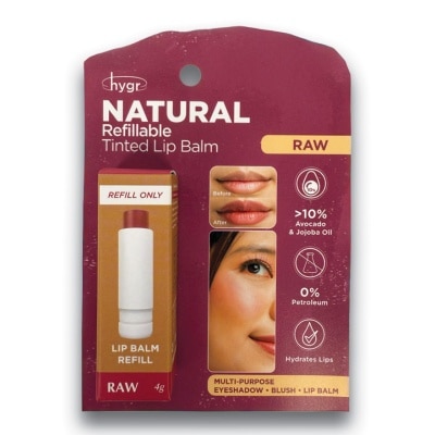 HYGR Natural Refillable Tinted Lip Balm Raw Refill 4g