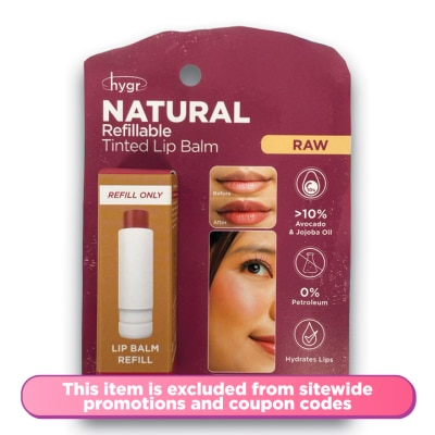 HYGR - Natural Refillable Tinted Lip Balm Raw Refill 4g