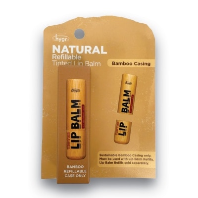 HYGR Natural Tinted Lip Balm Bamboo Refillable Case 1s