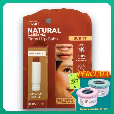 HYGR Natural Refillable Tinted Lip Balm Burnt Refill 4g