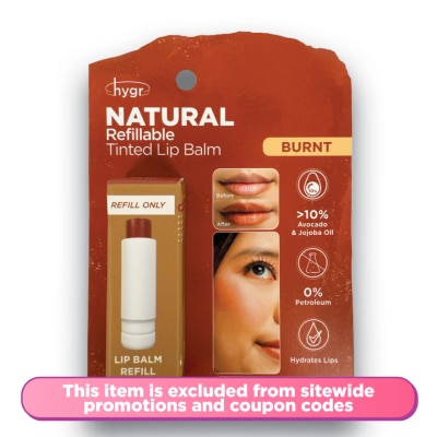 HYGR - Natural Refillable Tinted Lip Balm Burnt Refill 4g