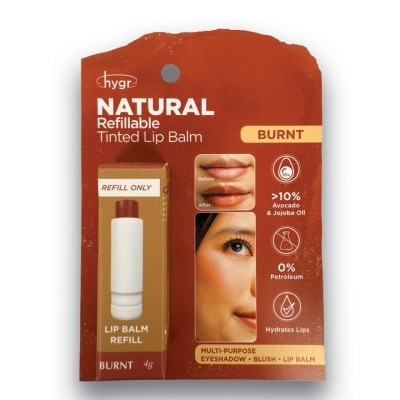 HYGR Natural Refillable Tinted Lip Balm Burnt Refill 4g