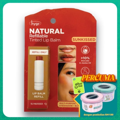 HYGR Natural Refillable Tinted Lip Balm Sunkissed Refill 4g