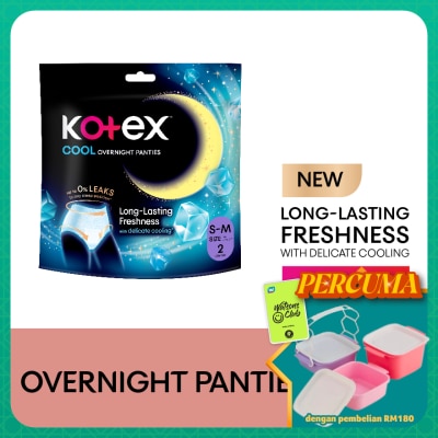 KOTEX - Overnight Panties Cooling S-M (2s) Period Panties with 360⁰ Anti-Leakage Protection Disposable