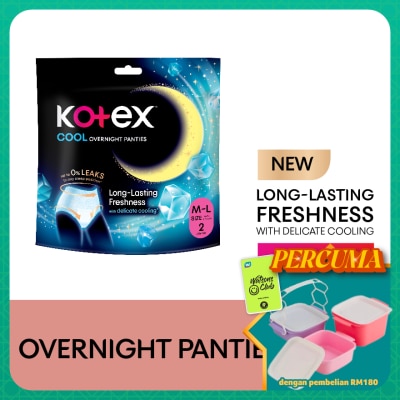 KOTEX - Overnight Panties Cooling M-L (2s) Period Panties with 360⁰ Anti-Leakage Protection Disposable