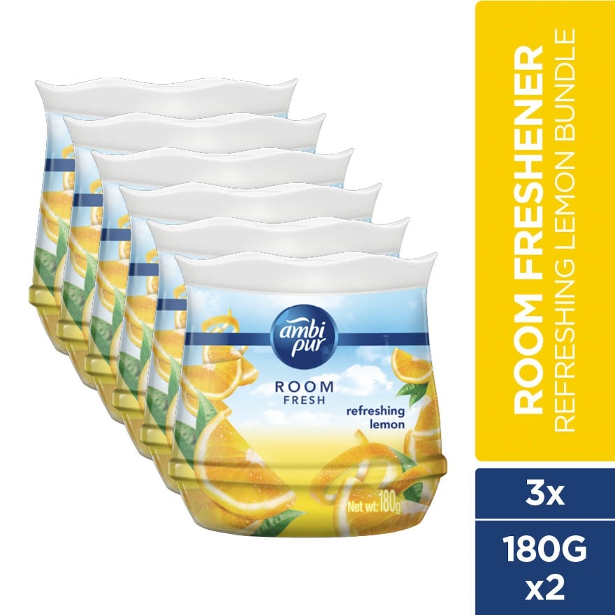 Air Freshener Room Fresh Scented Gel Refreshing Lemon (180g x 2) [Value Pack x 3]