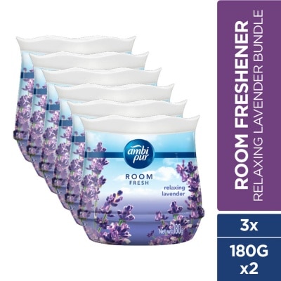 AMBI PUR Air Freshener Room Fresh Scented Gel Refreshing Lavender (180g x 2) [Value Pack x 3]