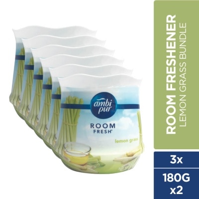 AMBI PUR Air Freshener Room Fresh Scented Gel Lemongrass (180g x 2) [Value Pack x 3]