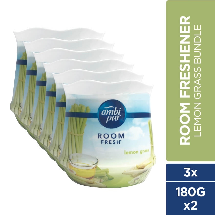 Air Freshener Room Fresh Scented Gel Lemongrass (180g x 2) [Value Pack x 3]