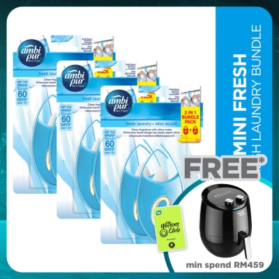 AMBI PUR Mini Fresh Small Space Freshener Fresh Laundry 2x4.5ml [Bundle of 3]