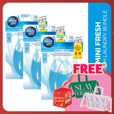 AMBI PUR Mini Fresh Small Space Freshener Fresh Laundry 2x4.5ml [Bundle of 3]