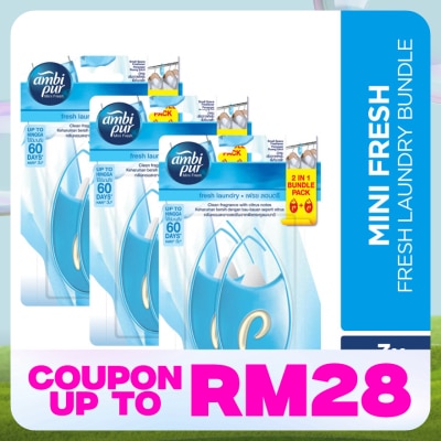 AMBI PUR Mini Fresh Small Space Freshener Fresh Laundry 2x4.5ml [Bundle of 3]