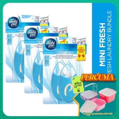 AMBI PUR - Mini Fresh Small Space Freshener Fresh Laundry 2x4.5ml [Bundle of 3]