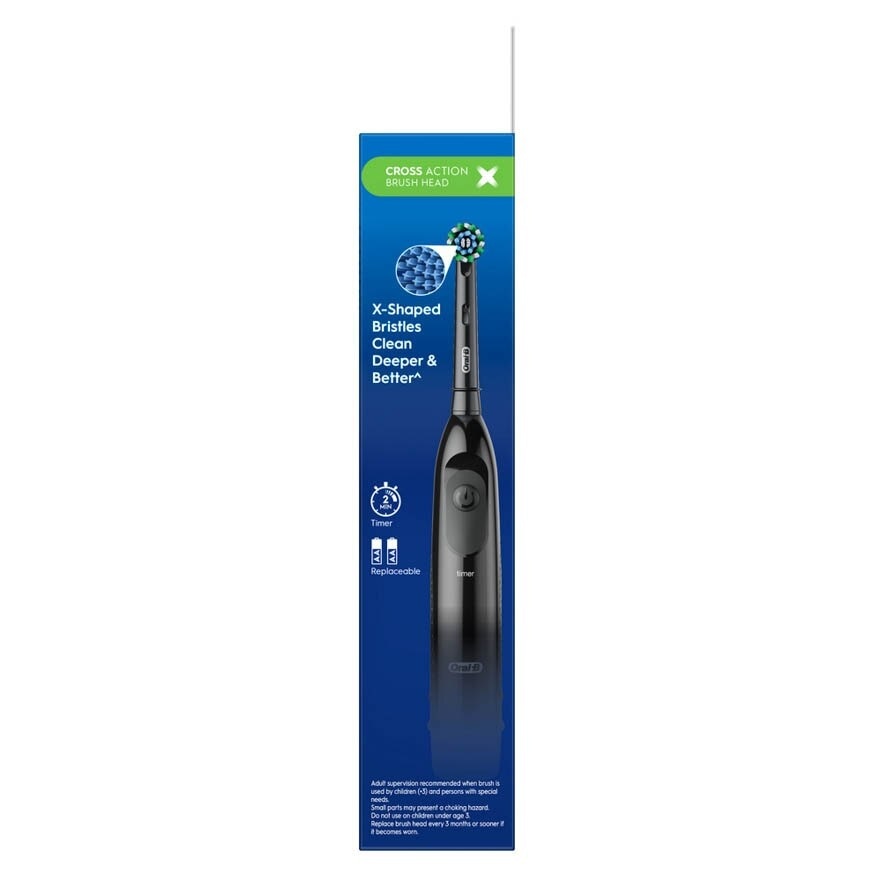 Pro Battery Toothbrush Cross Action Black 1s [Bundle of 3]