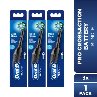 ORAL-B Pro Battery Toothbrush Cross Action Black 1s [Bundle of 3]
