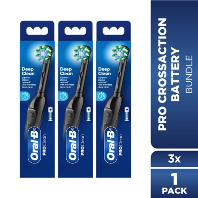 ORAL-B - Pro Battery Toothbrush Cross Action Black 1s [Bundle of 3] image