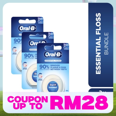 ORAL-B Essential Floss Waxed Mint 50m X3