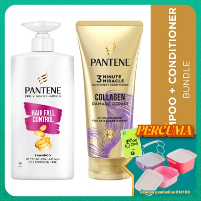 PANTENE - Shampoo Hair Fall Control 680ml + Pantene Conditioner 3MM Collagen Repair 300ml