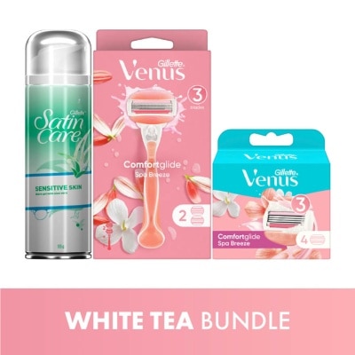 GILLETTE VENUS Venus White Tea Razor+Cart+Shave Gel Bundle
