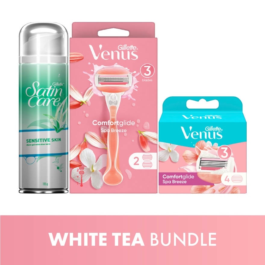 Venus White Tea Razor+Cart+Shave Gel Bundle