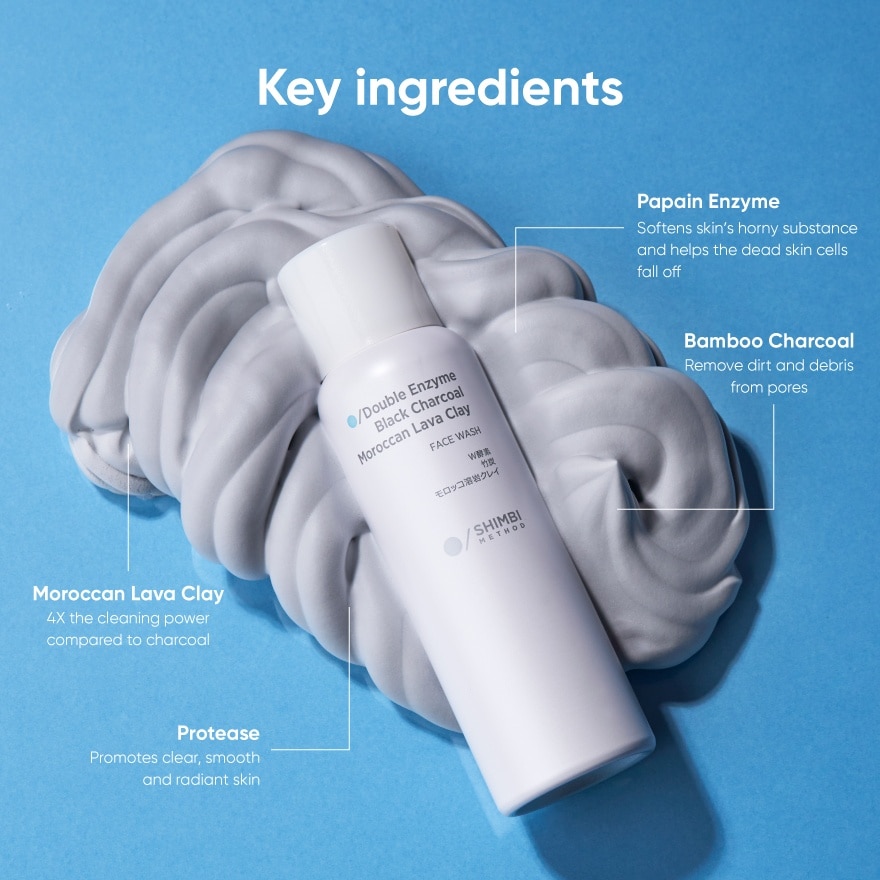 Face Wash Double Enzyme, Black Charcoal, Moroccan Lava Clay 120g