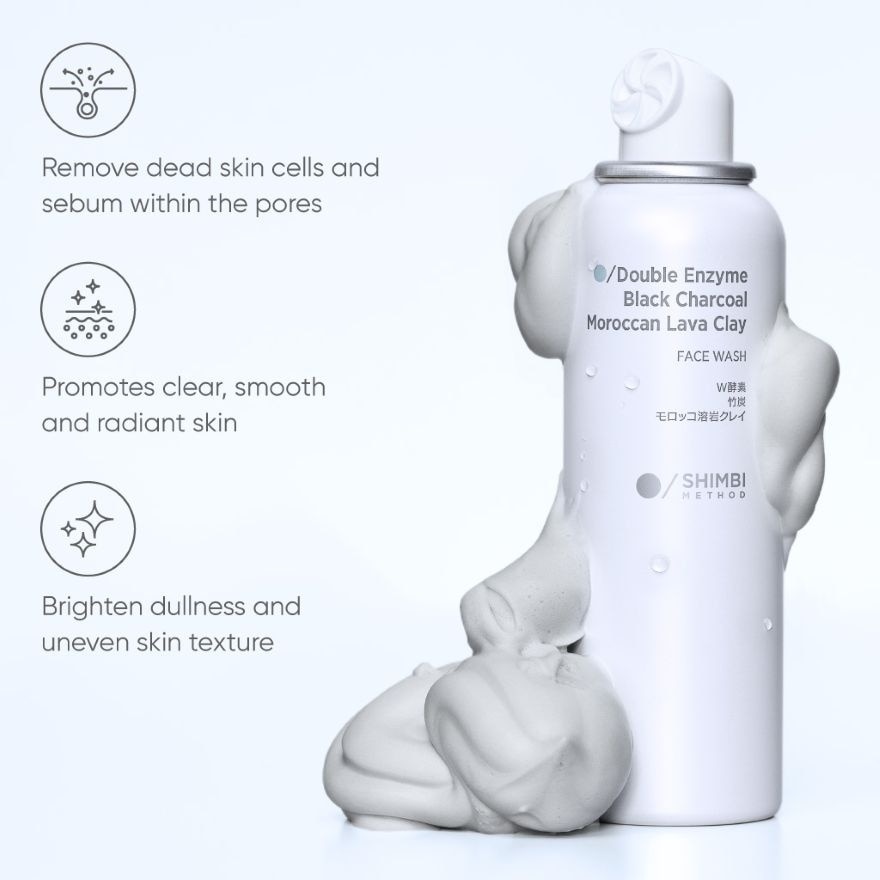 Face Wash Double Enzyme, Black Charcoal, Moroccan Lava Clay 120g