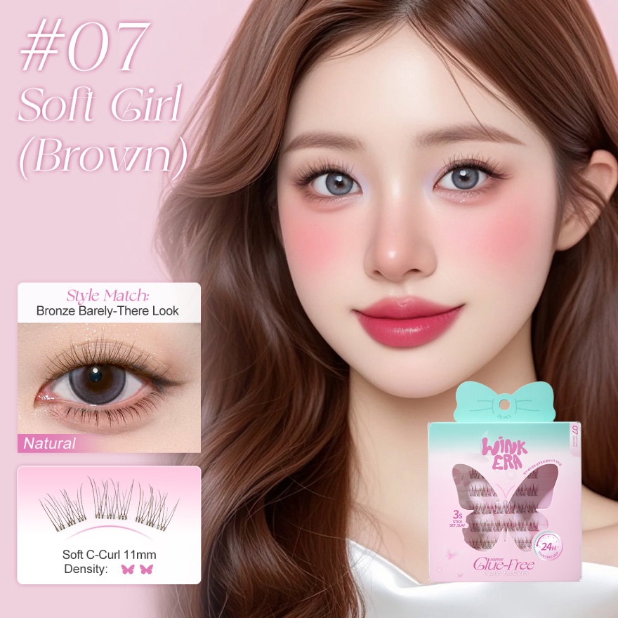 Wink Era Poppin' Glue Free Cluster Eyelashes 07 Soft Girl Brown image