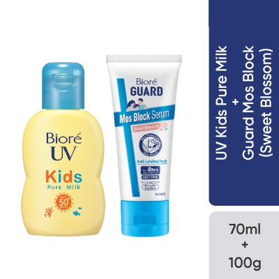 BIORE Uv Kids Pure Milk 70Ml +Guard Mos Block Serum Sweet Blossom 100G Set