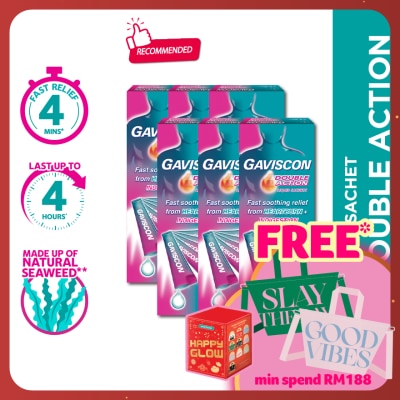 GAVISCON Heartburn & Indigestion Relief Double Action Sachet 5 x 10ml x 6