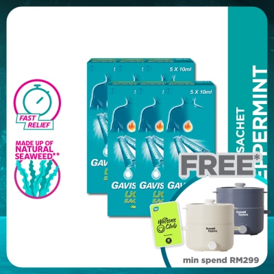 GAVISCON Heartburn & Indigestion Relief Peppermint Sachet 5 x 10ml x 6