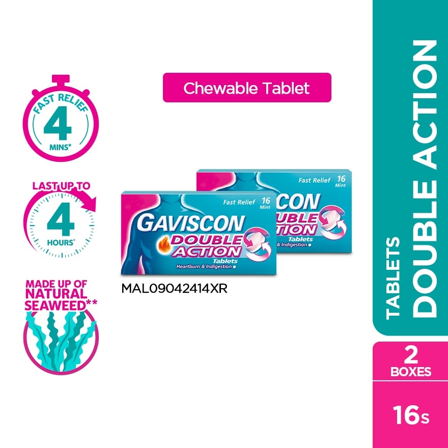 Heartburn & Indigestion Relief Double Action Tablet 16s x 2