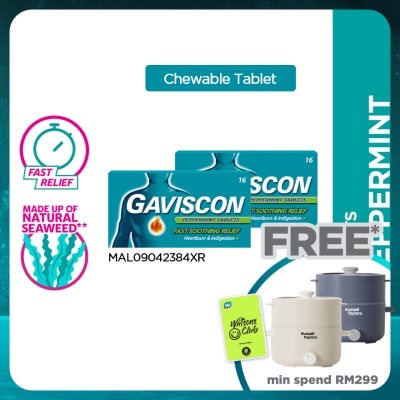 GAVISCON Heartburn & Indigestion Relief Peppermint Tablet 16s x 2