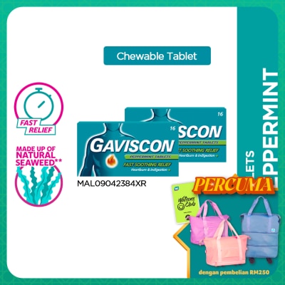 GAVISCON - Heartburn & Indigestion Relief Peppermint Tablet 16s x 2