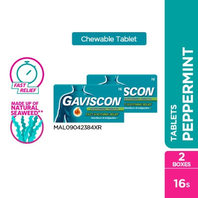 GAVISCON - Heartburn & Indigestion Relief Peppermint Tablet 16s x 2
