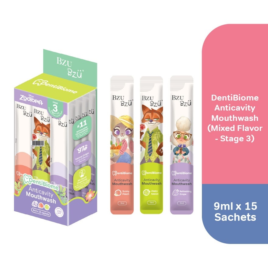 DentiBiome Anticavity Mouthwash Mixed Flavor Stage 3 (7+ Yrs) 9ml x 15 sachets image