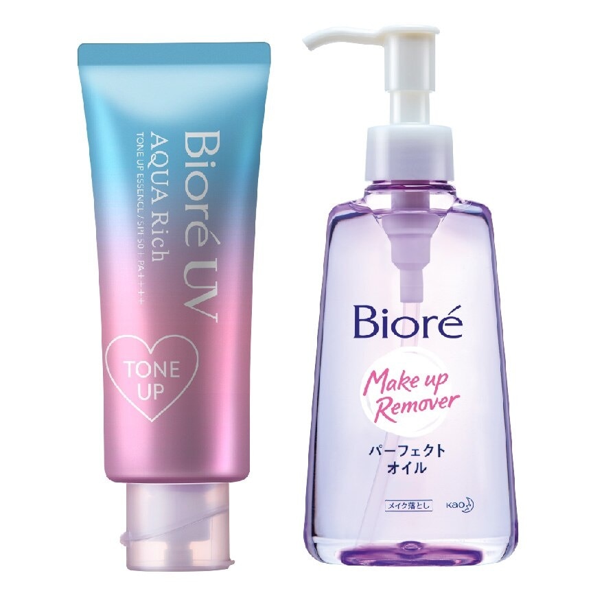 Biore Uv Aqua Rich Tone Up Essence + Cleansing Oil 230ML Set