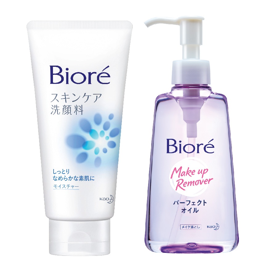 Skin Caring Facial Foam Moisture 130G + Biore Cleansing Oil 230ML Set