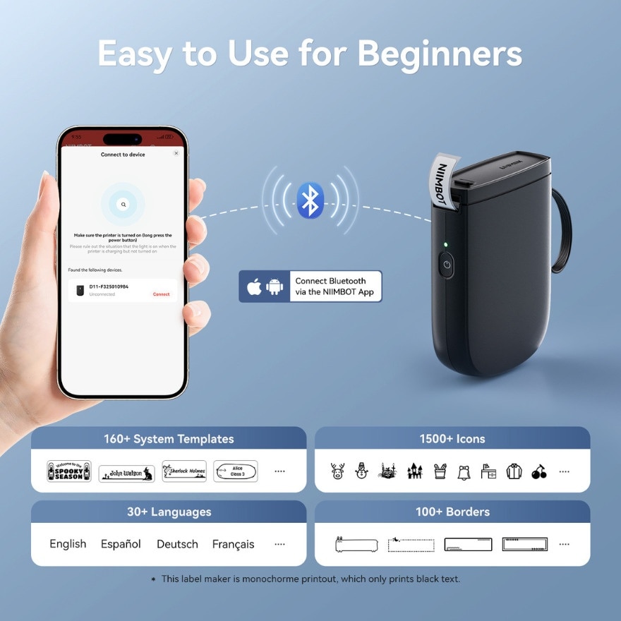 D11_H Portable Label Printer BLACK