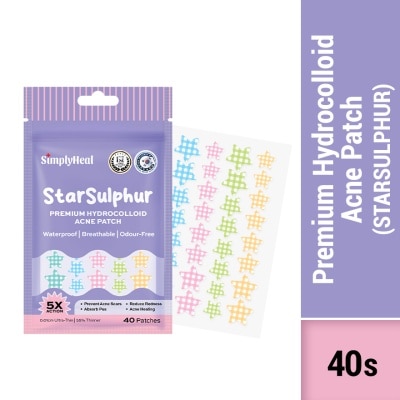 SIMPLYHEAL Starsulphur Day & Night Premium Hydrocolloid Acne Patch 40s
