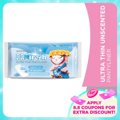 WATSONS - Ultra-Thin Pantyliner Unscented 15cm 40's
