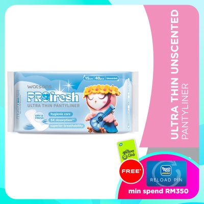 WATSONS Ultra Thin Pantyliner Unscented 15cm 40's image