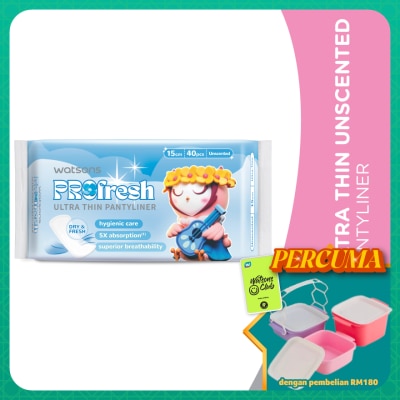 WATSONS - Ultra-Thin Pantyliner Unscented 15cm 40's