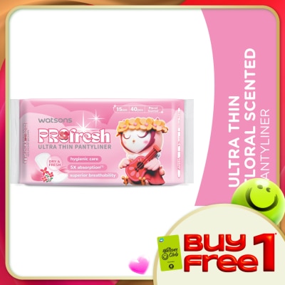 WATSONS - Ultra-Thin Pantyliner Floral Scented 15cm 40's