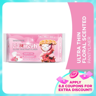 WATSONS - Ultra-Thin Pantyliner Floral Scented 15cm 40's