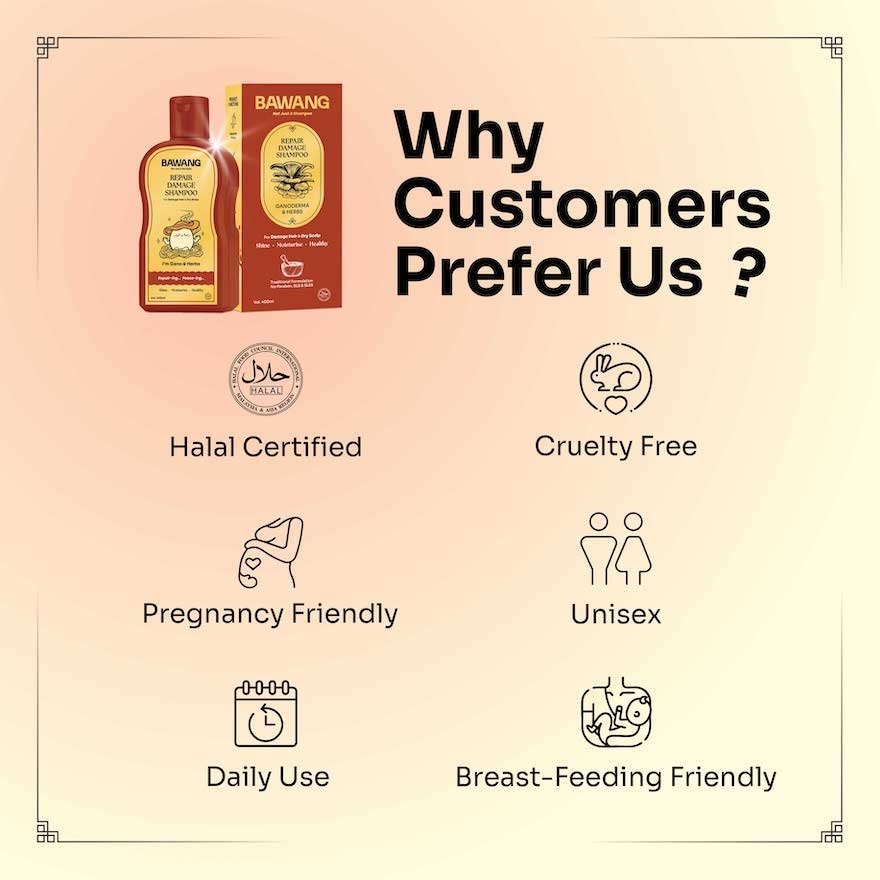 Repair Damage Shampoo 400ml with Chinese Herbal Formulation