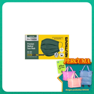 NEUTROVIS Extra Protection Premium 4-Ply Medical Face Mask Adult Hunter Green 50s