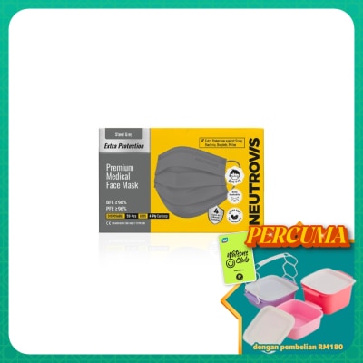 NEUTROVIS - Extra Protection Premium 4-Ply Medical Face Mask Kid Steel Grey 50s